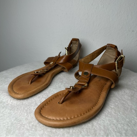 ANTONIO MELANI Tan Leather Buckle Sandals - Picture 3 of 12